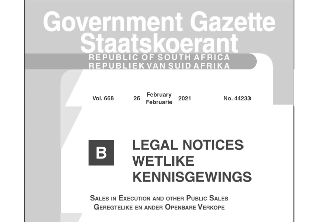 Legal Notices Wetlike Kennisgewings