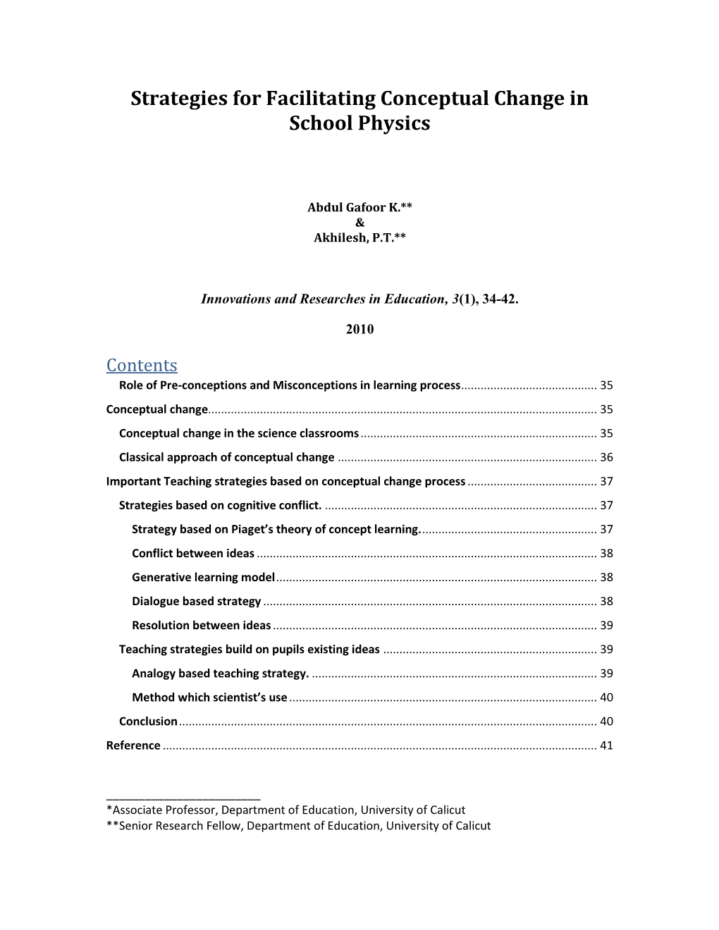 Strategies for Facilitating Conceptual Change in School Physics