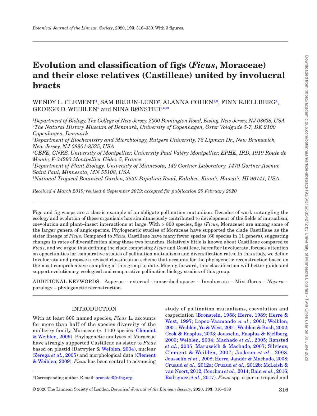 Evolution and Classification of Figs (Ficus, Moraceae) and Their Close Relatives (Castilleae) United by Involucral Bracts