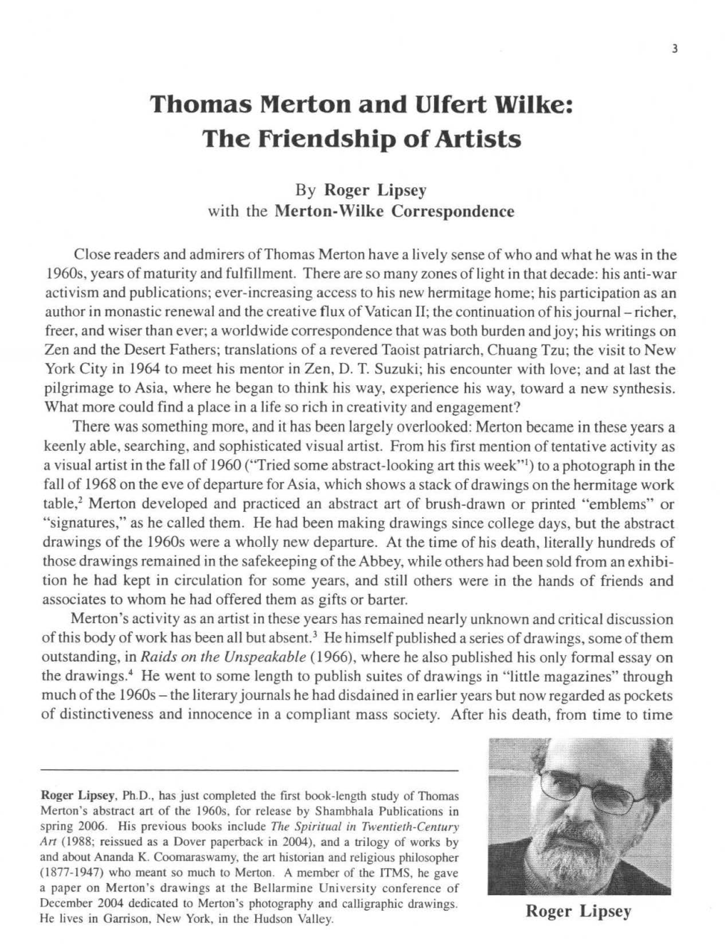 Thomas Merton and Ulfert Wilke: the Friendship of Artists