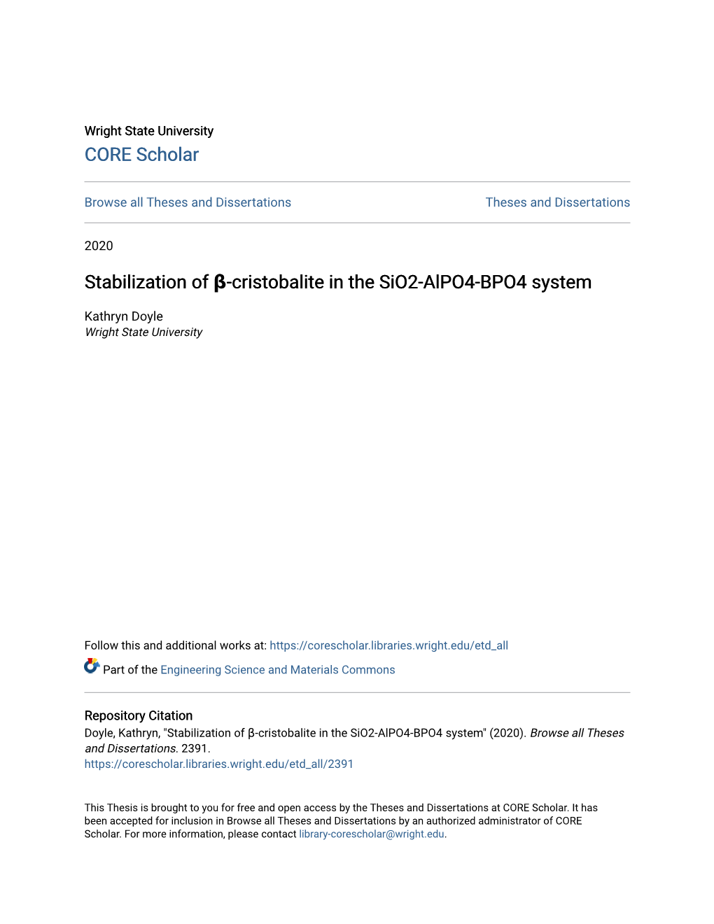 Stabilization of Β-Cristobalite in the Sio2-Alpo4-BPO4 System