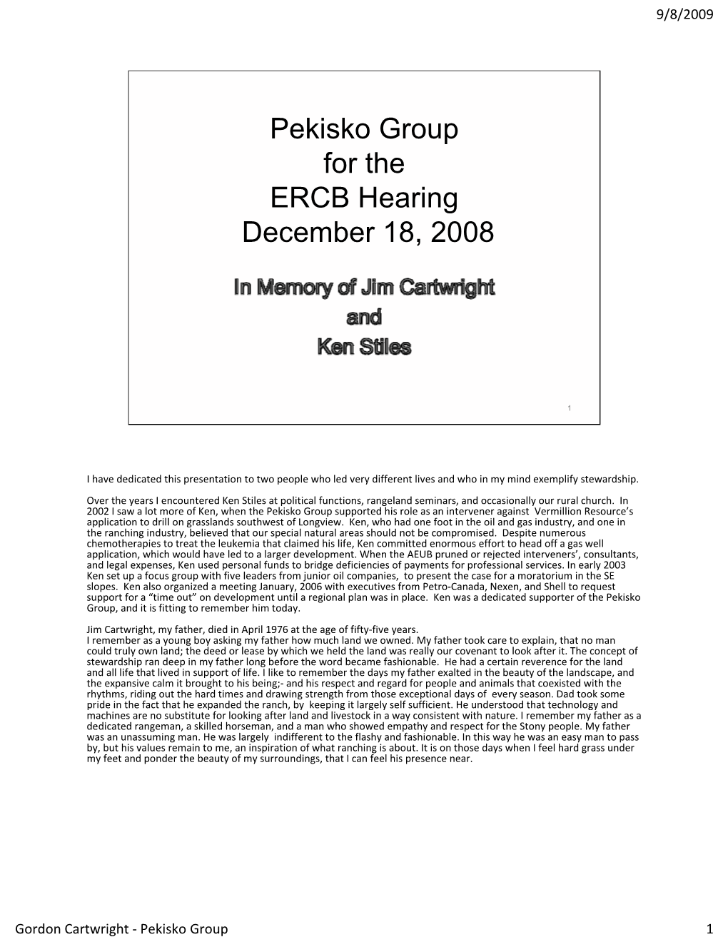 Pekisko Group for the ERCB Hearing December 18, 2008