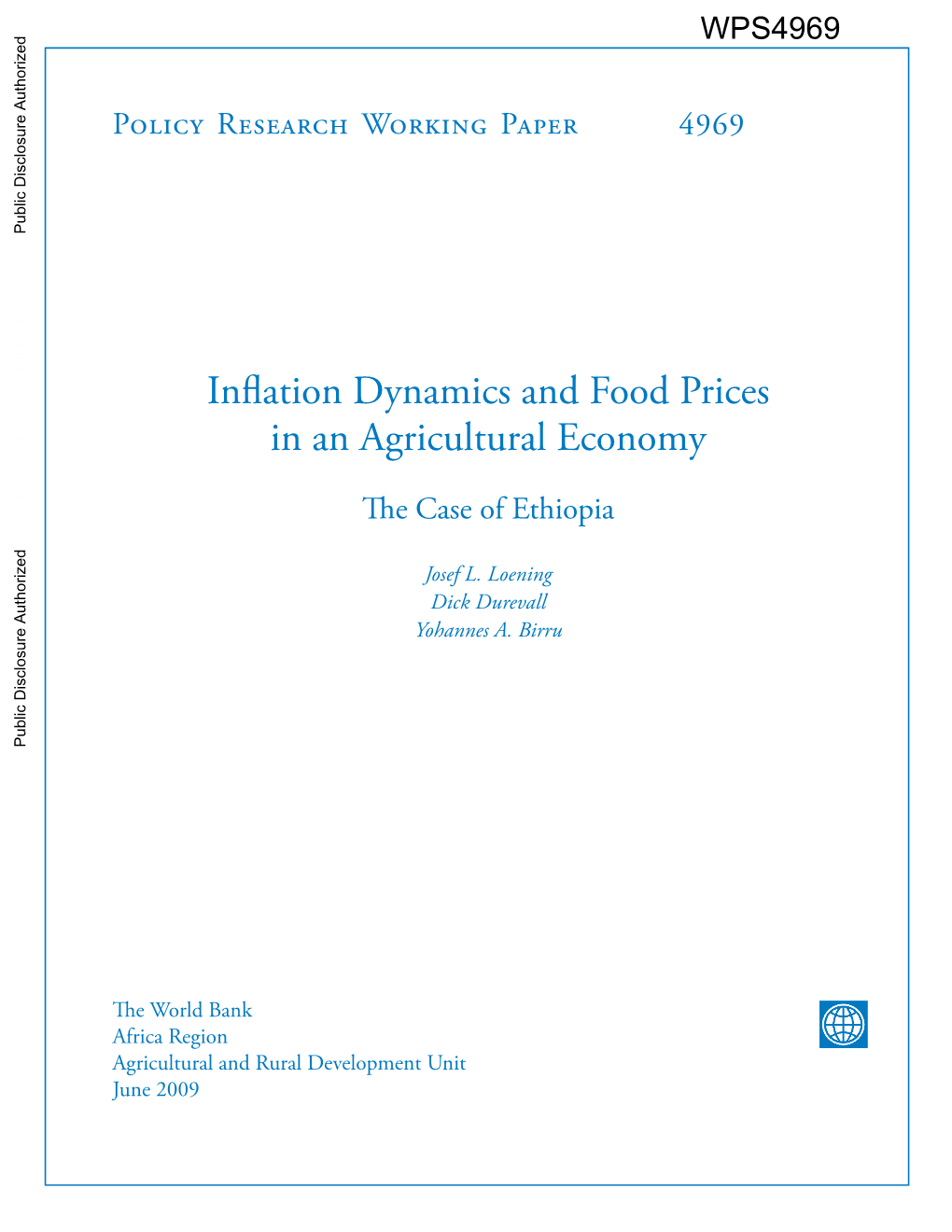 Inflation Dynamics and Food Prices in an Agricultural Economy