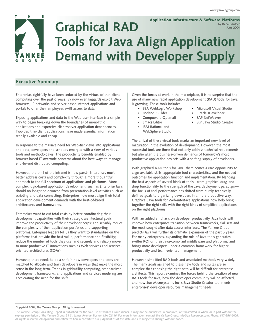 Graphical RAD Tools for Java Align Application Demand With