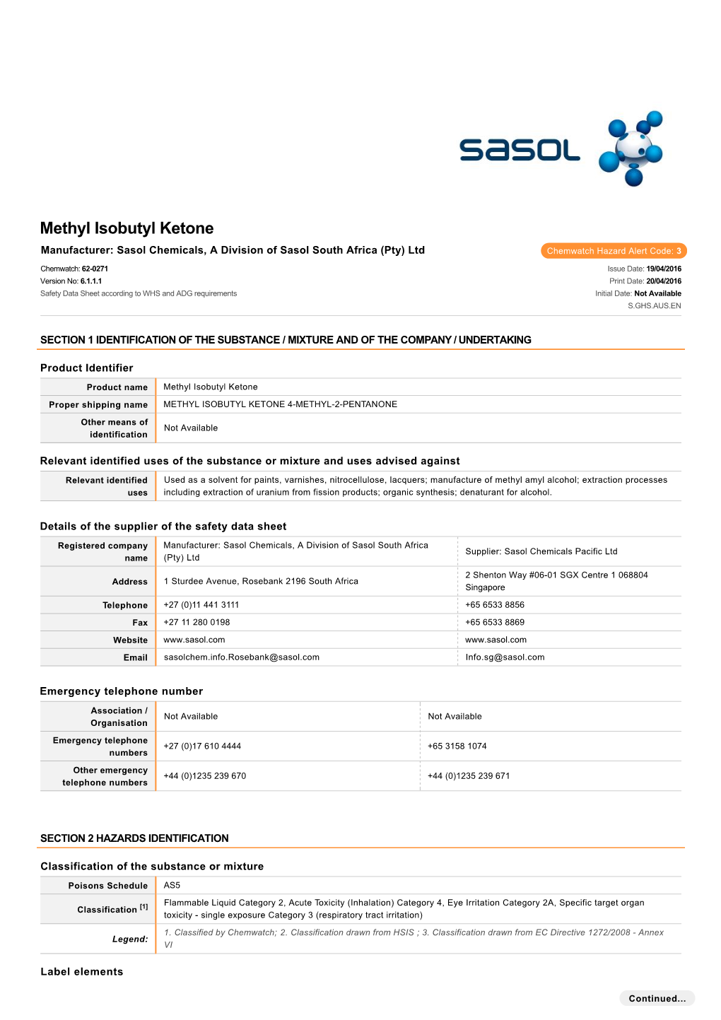 Methyl Isobutyl Ketone