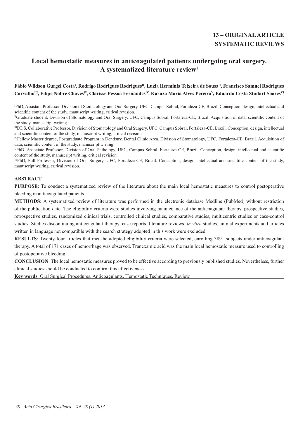 Local Hemostatic Measures in Anticoagulated Patients Undergoing Oral Surgery