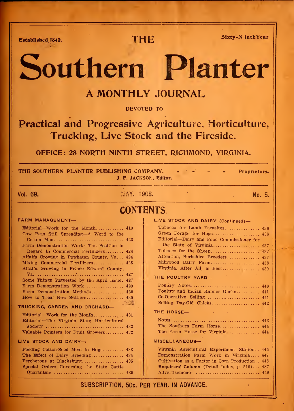 Southern Planter a MONTHLY JOURNAL