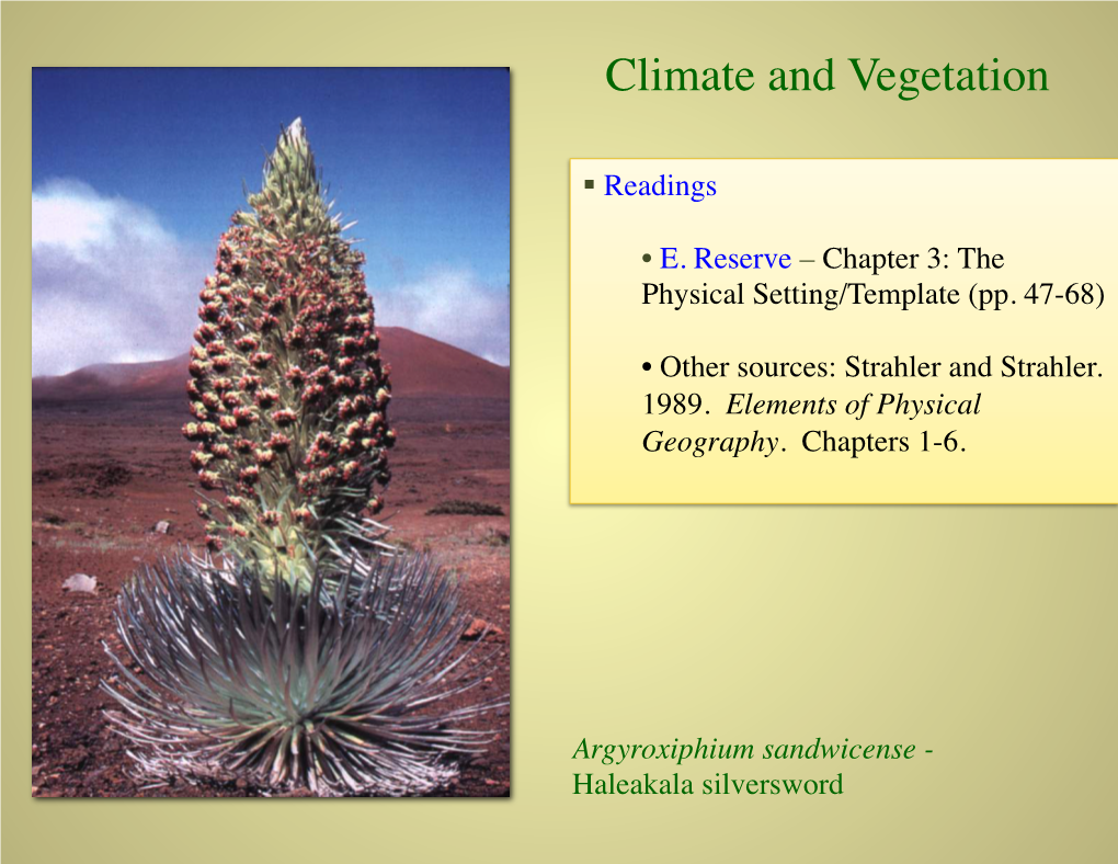 Climate and Vegetation