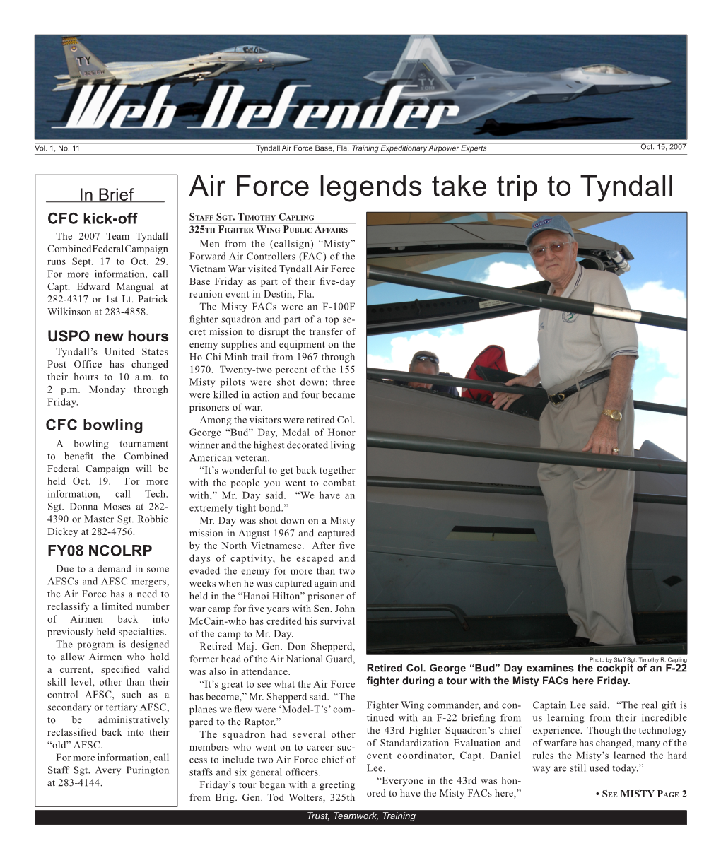 Air Force Legends Take Trip to Tyndall CFC Kick-Off Staff Sgt