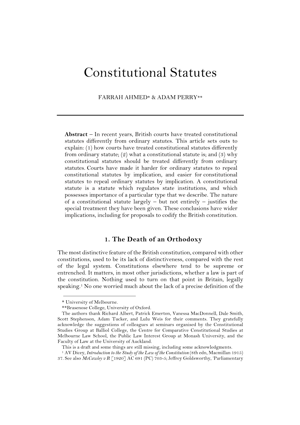 Constitutional Statutes