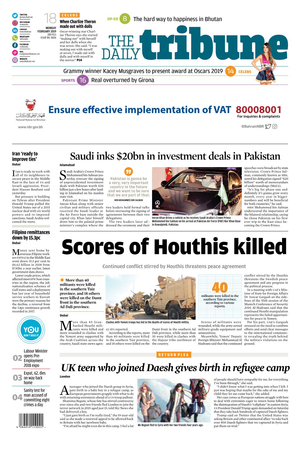 Scores of Houthis Killed