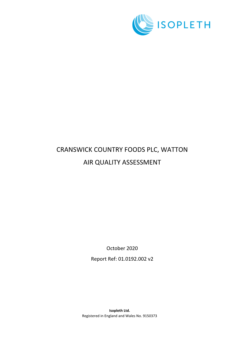 Cranswick Country Foods Plc, Watton Air Quality Assessment