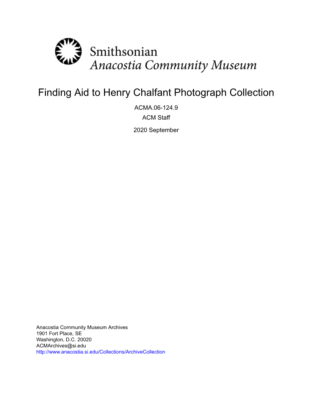 Finding Aid to Henry Chalfant Photograph Collection