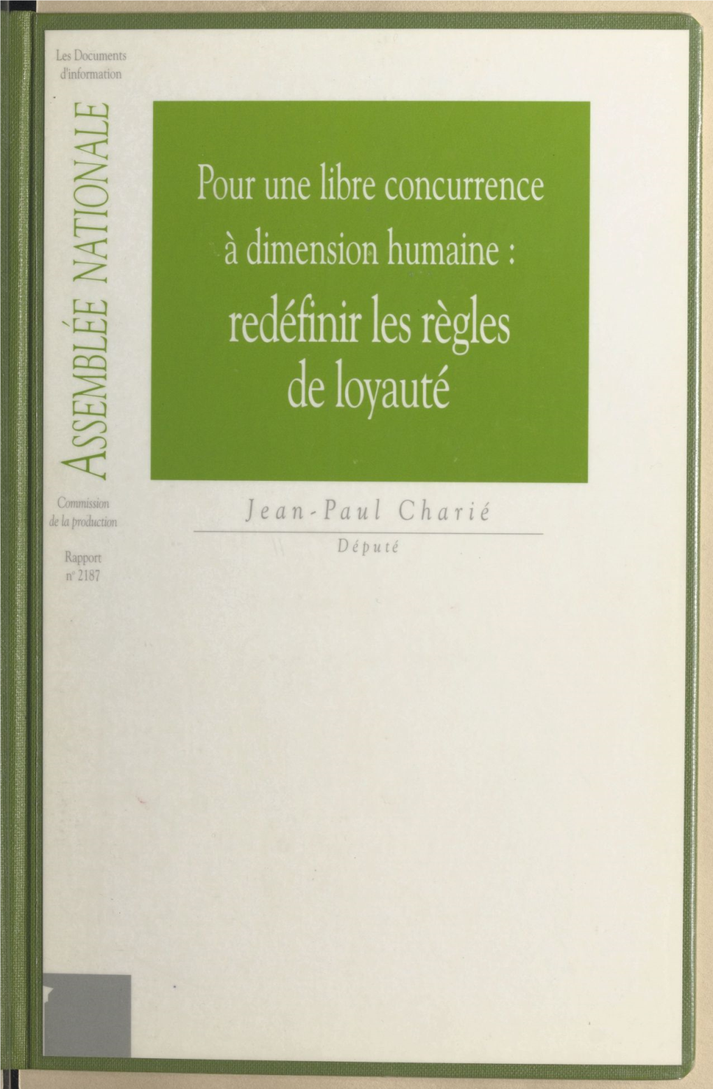 Pour Une Libre Concurrence À Dimension Humaine : Redéfinir Les