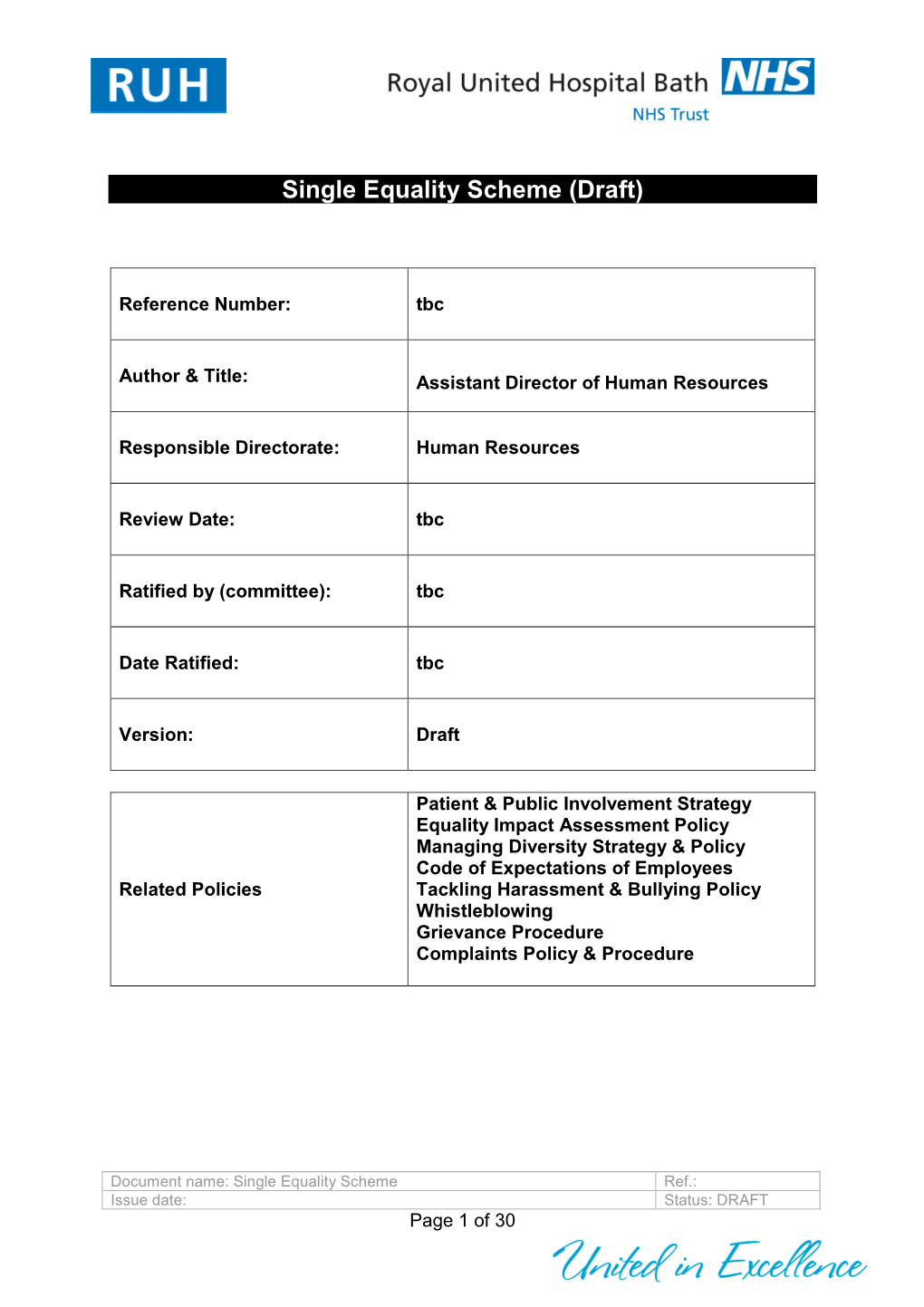 Single Equality Scheme (Draft)