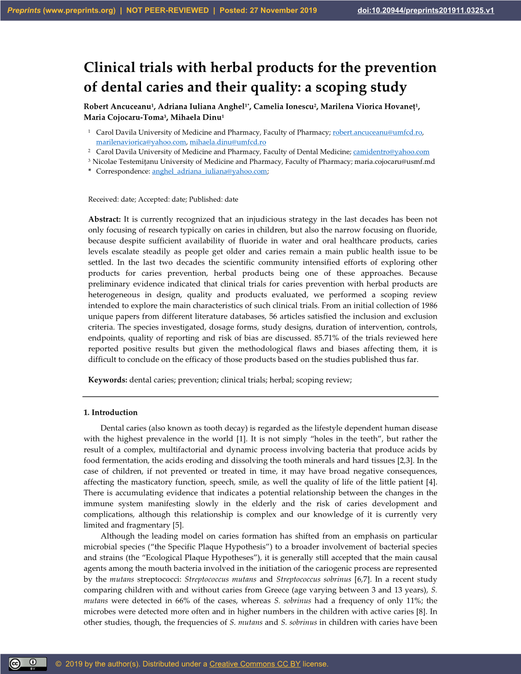 Clinical Trials with Herbal Products for the Prevention of Dental Caries and Their Quality: a Scoping Study