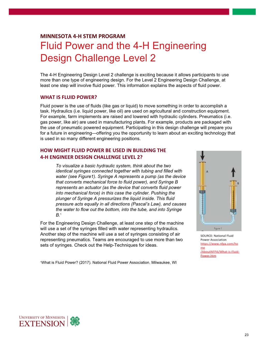 Fluid Power and the 4-H Engineering Design Challenge Level 2