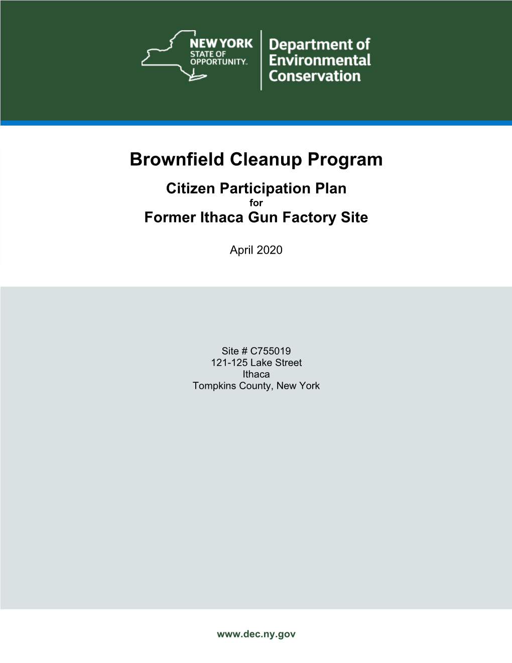 Brownfield Cleanup Program Citizen Participation Plan for Former Ithaca Gun Factory Site