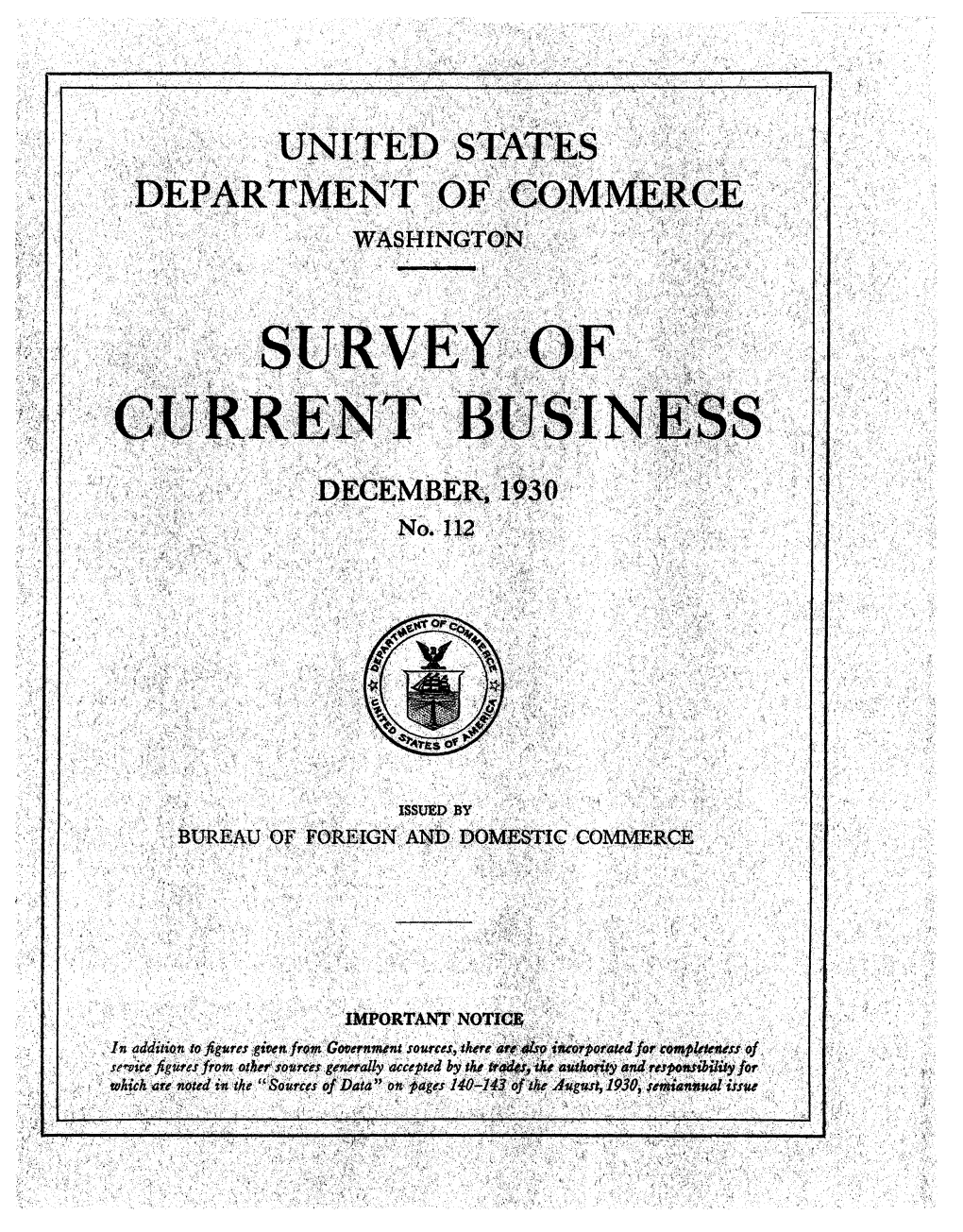 Survey of Current Business December 1930