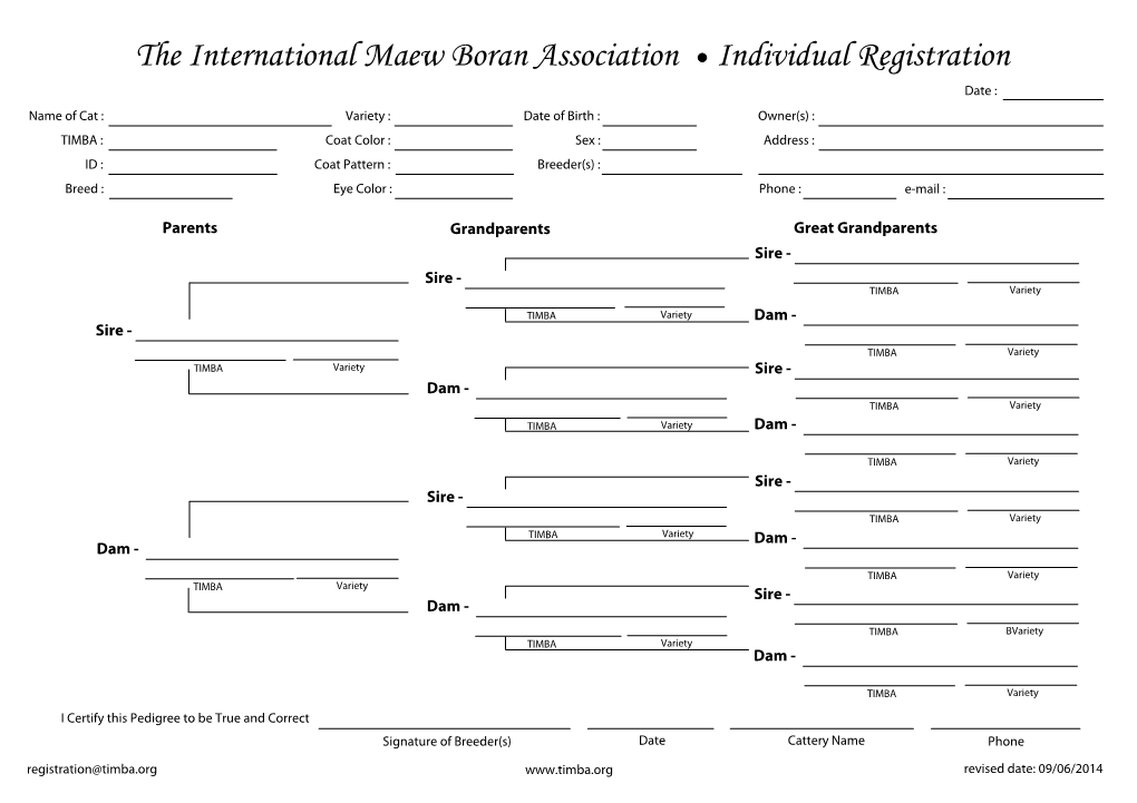 The International Maew Boran Association Individual Registration