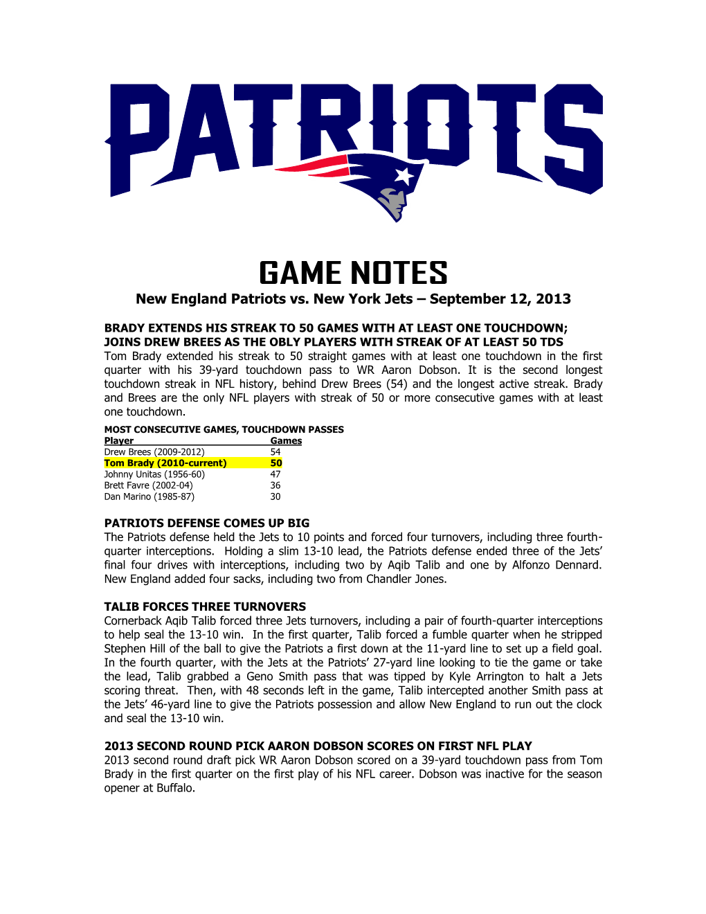 Patriots at Philadelphia Game Notes