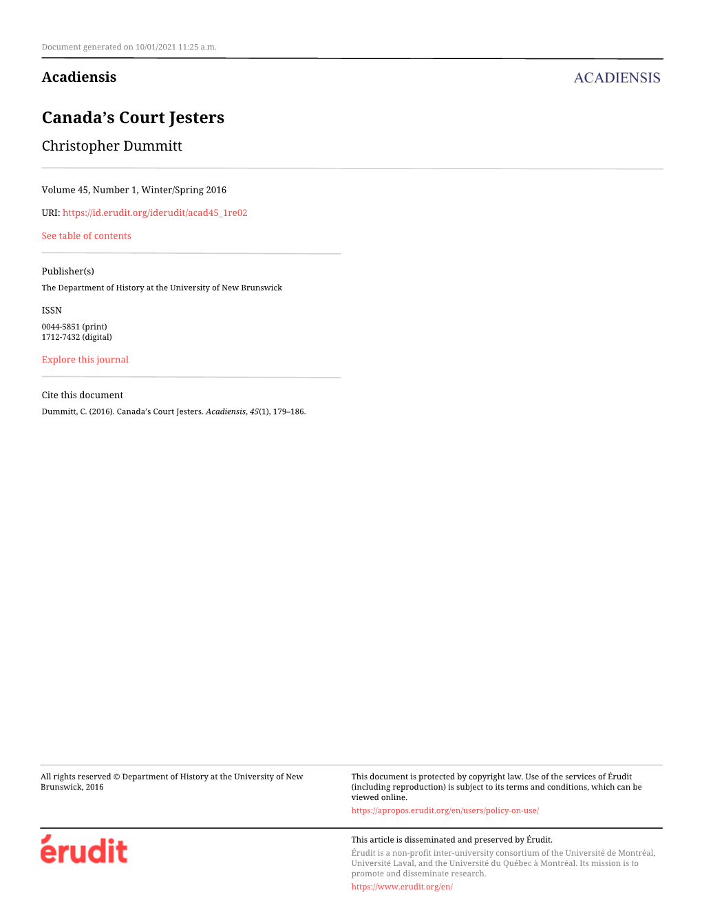 Canada's Court Jesters