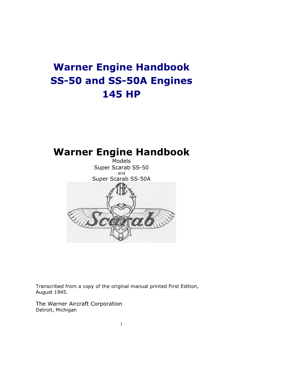 Warner Engine Handbook