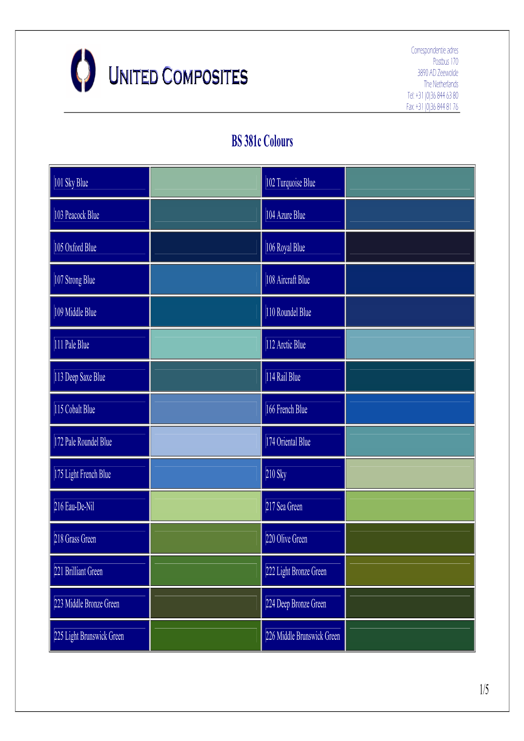 BS 381C Colour Chart Pdf File