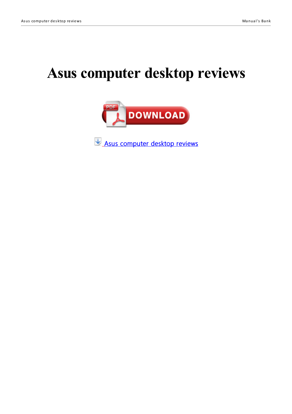 Asus Computer Desktop Reviews Manual's Bank