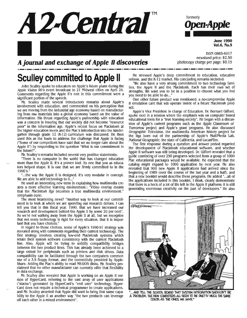 Open-Apple Sculley Committed to Apple II