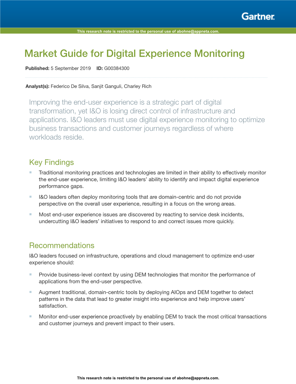 Market Guide for Digital Experience Monitoring