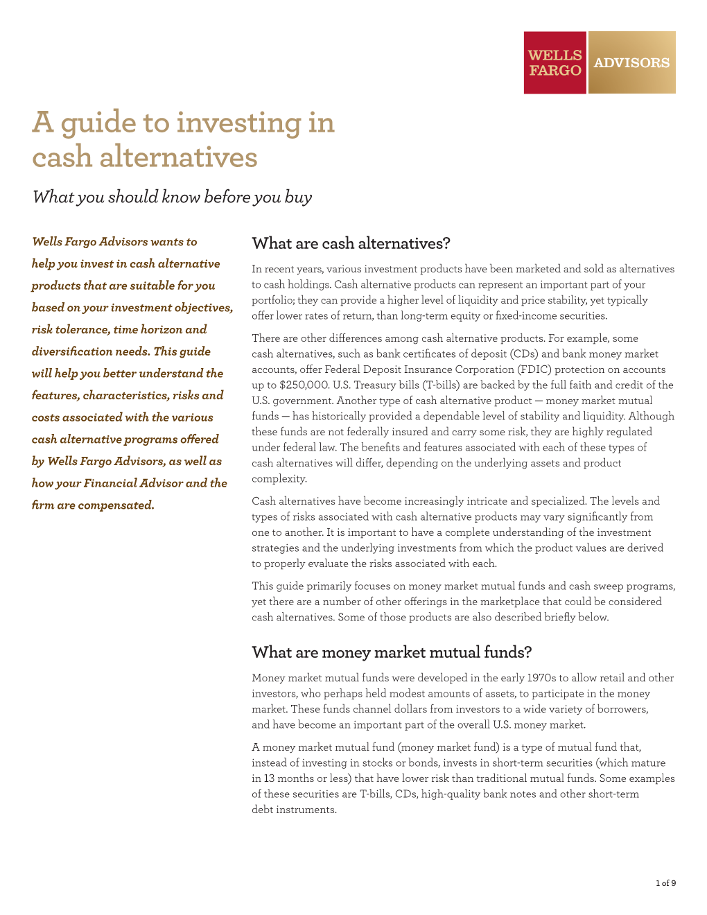 Guide to Investing in Cash Alternatives.Indd