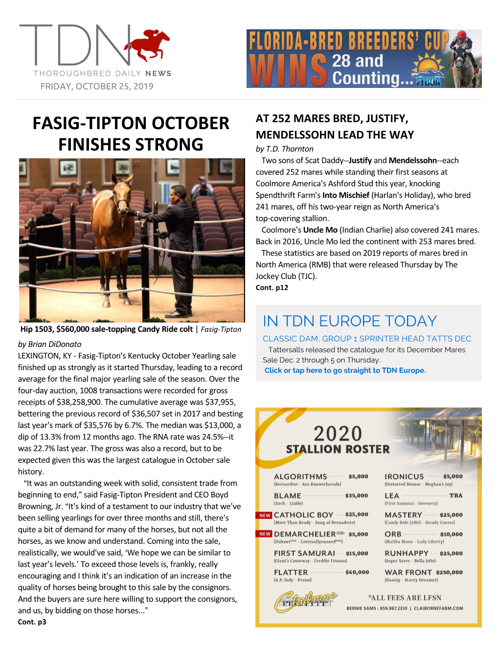 Fasig-Tipton October Finishes Strong