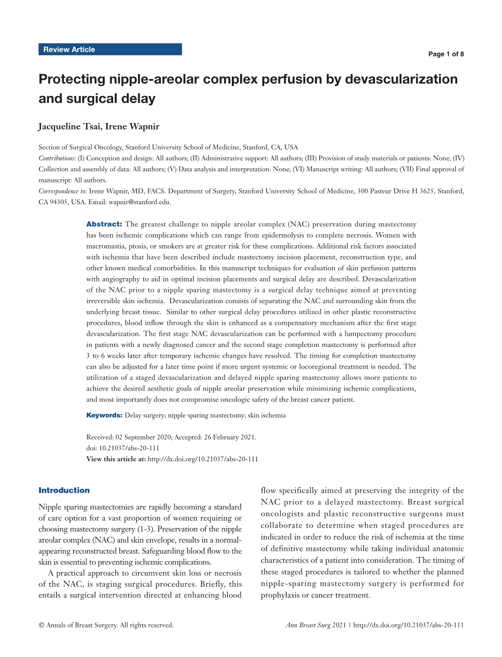 Protecting Nipple-Areolar Complex Perfusion by Devascularization and Surgical Delay