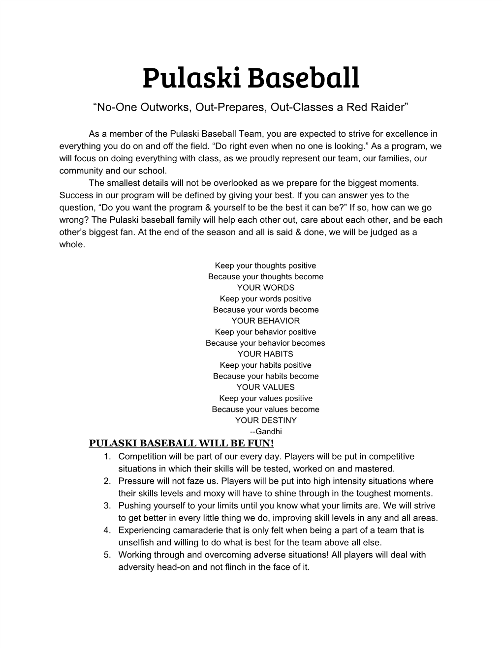 Pulaski Baseball Booklet