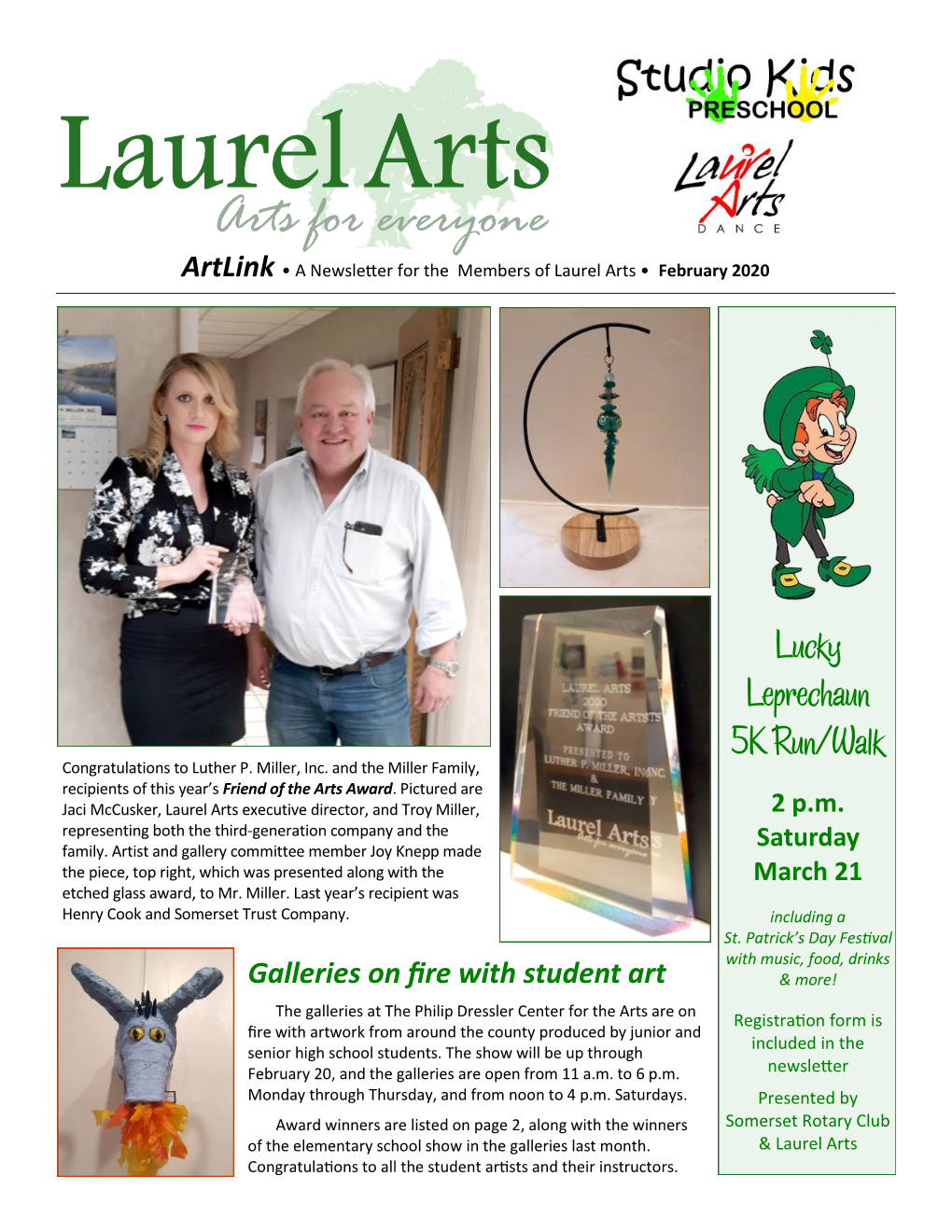 Arts for Everyone Artlink • a Newsletter for the Members of Laurel Arts • February 2020