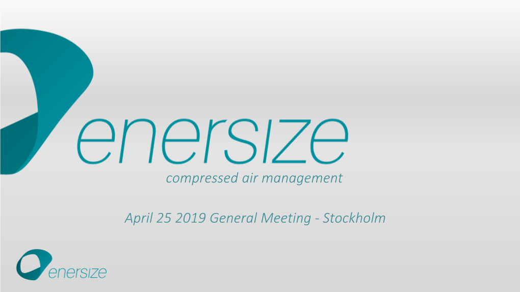 Compressed Air Management April 25 2019 General Meeting