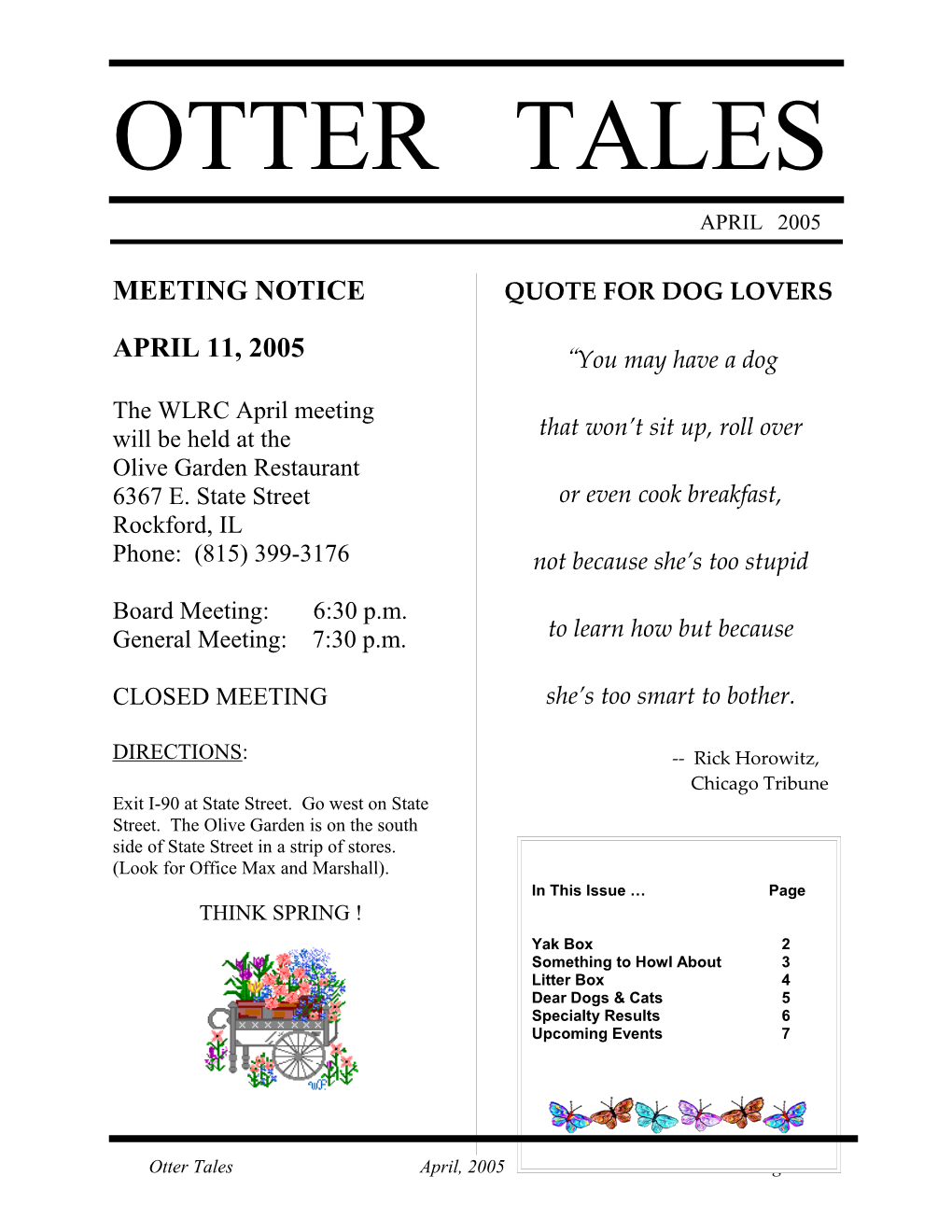 Otter Tales April, 2005 Page 1