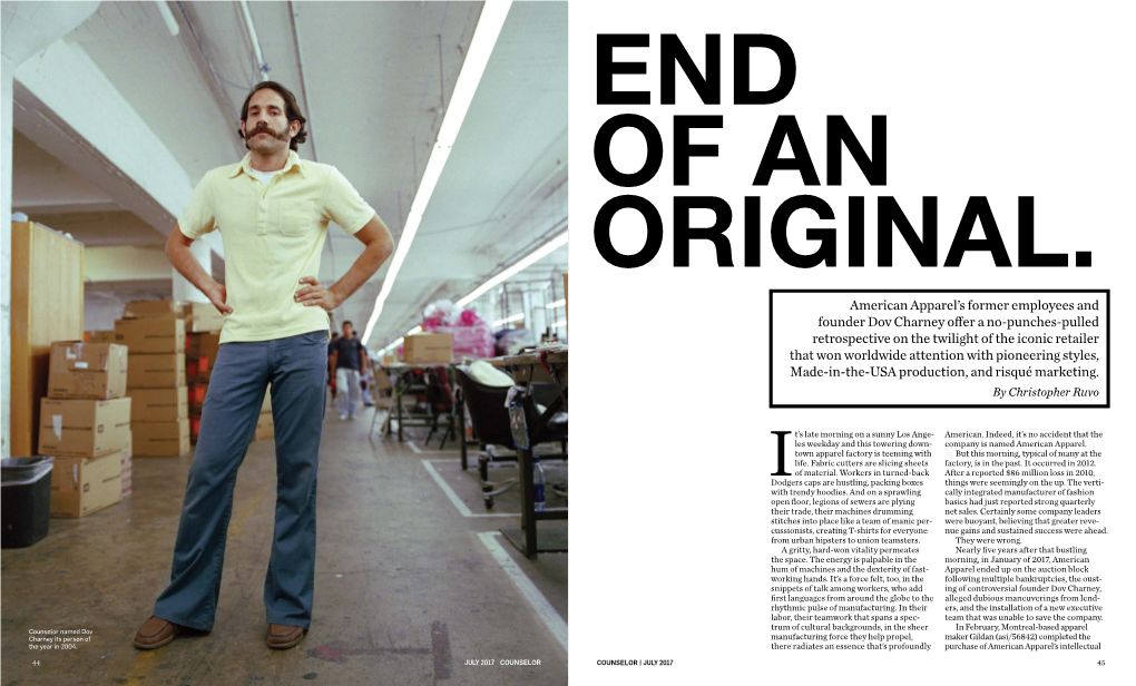 American Apparel's Former Employees and Founder Dov Charney Offer A