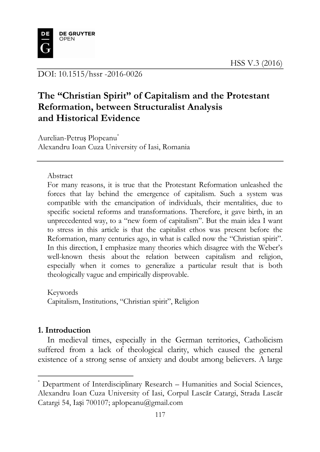 Of Capitalism and the Protestant Reformation, Between Structuralist Analysis and Historical Evidence