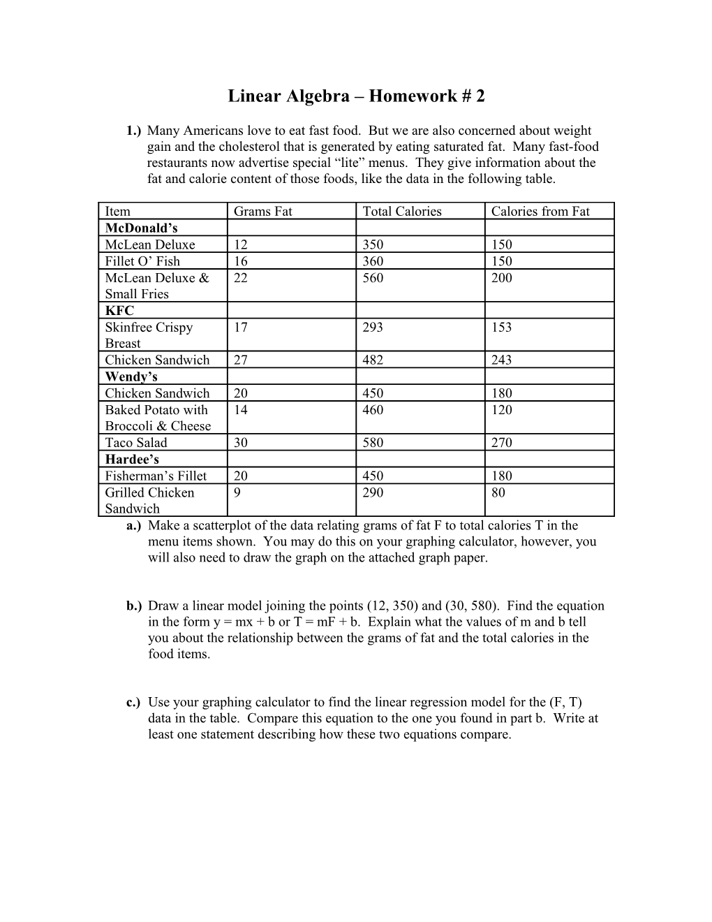 Linear Algebra Homework #1