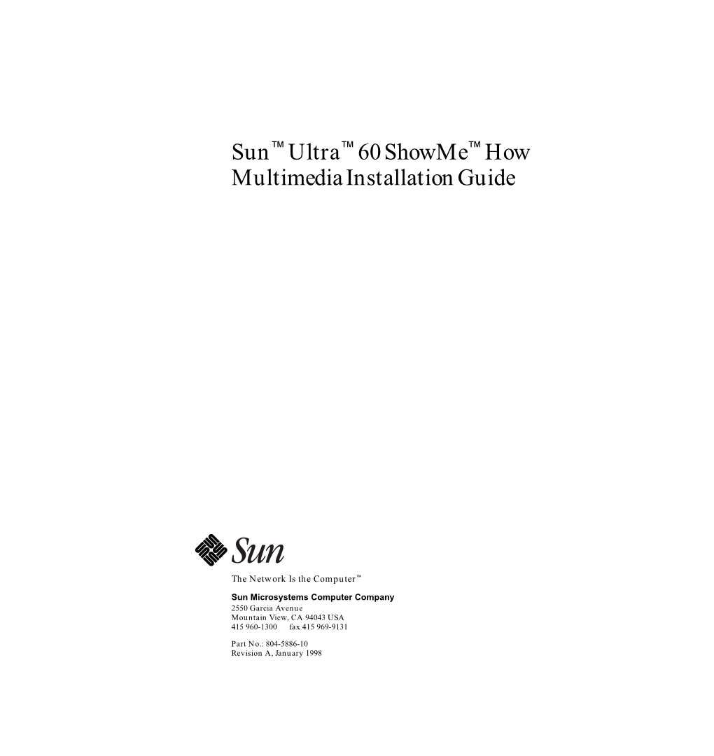 Installing the Sun Ultra 60 Showme How Multimedia Documentation