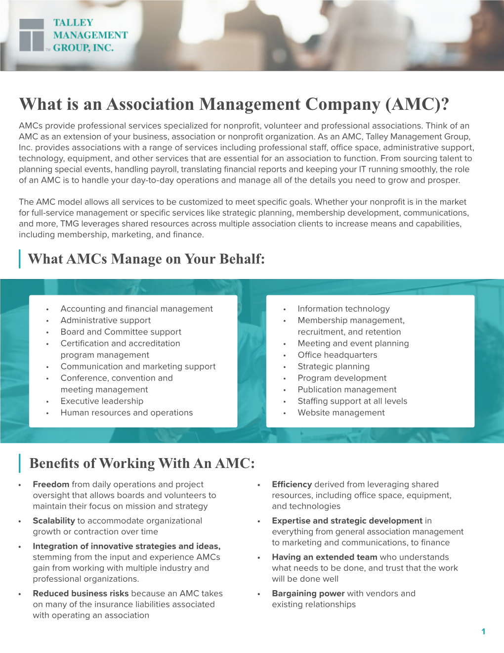 What Is an Association Management Company (AMC)? Amcs Provide Professional Services Specialized for Nonprofit, Volunteer and Professional Associations