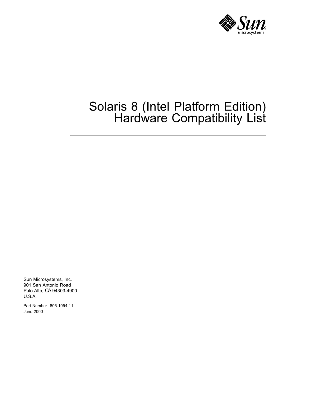 Solaris 8 (Intel Platform Edition) Hardware Compatibility List