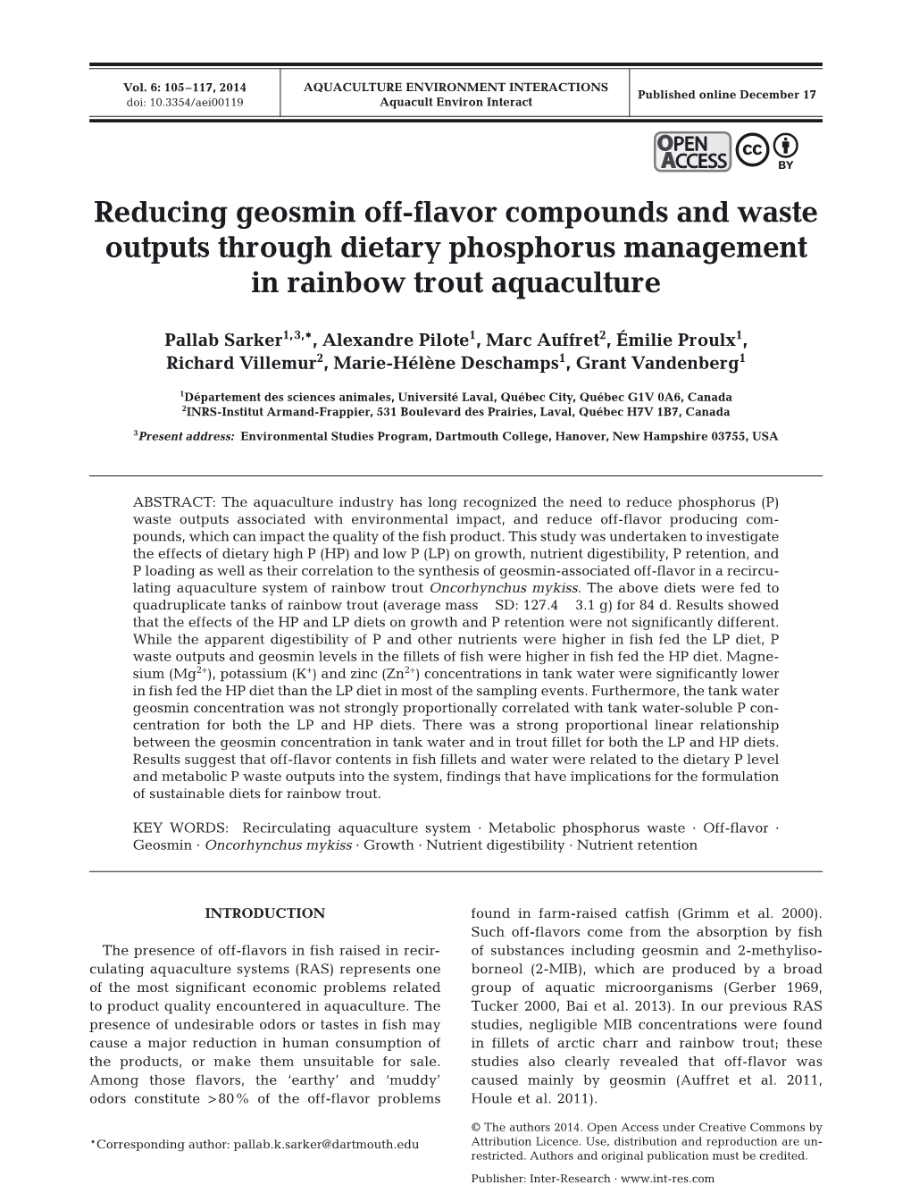 Reducing Geosmin Off-Flavor Compounds and Waste Outputs Through Dietary Phosphorus Management in Rainbow Trout Aquaculture