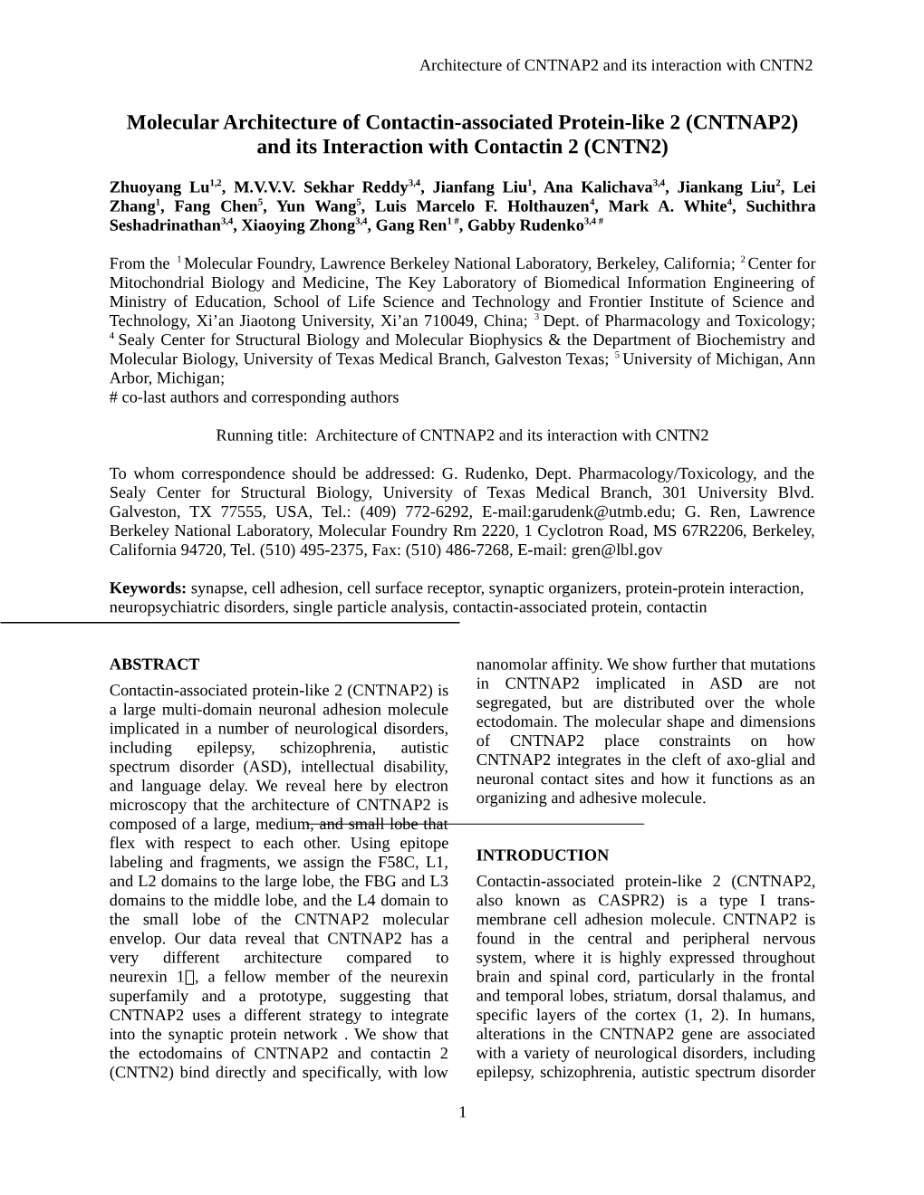 CNTNAP2) and Its Interaction with Contactin 2 (CNTN2