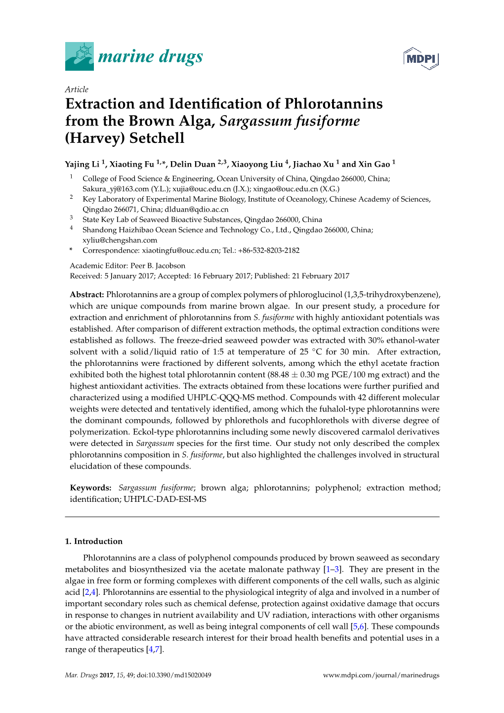 Extraction and Identification of Phlorotannins