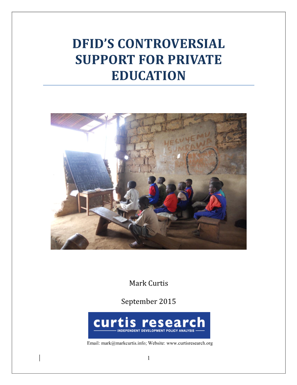 Dfid's Controversial Support for Private Education