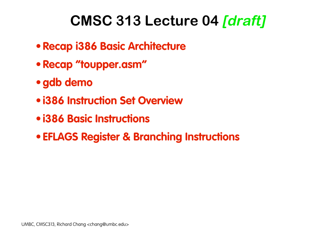 CMSC 313 Lecture 04 [Draft]