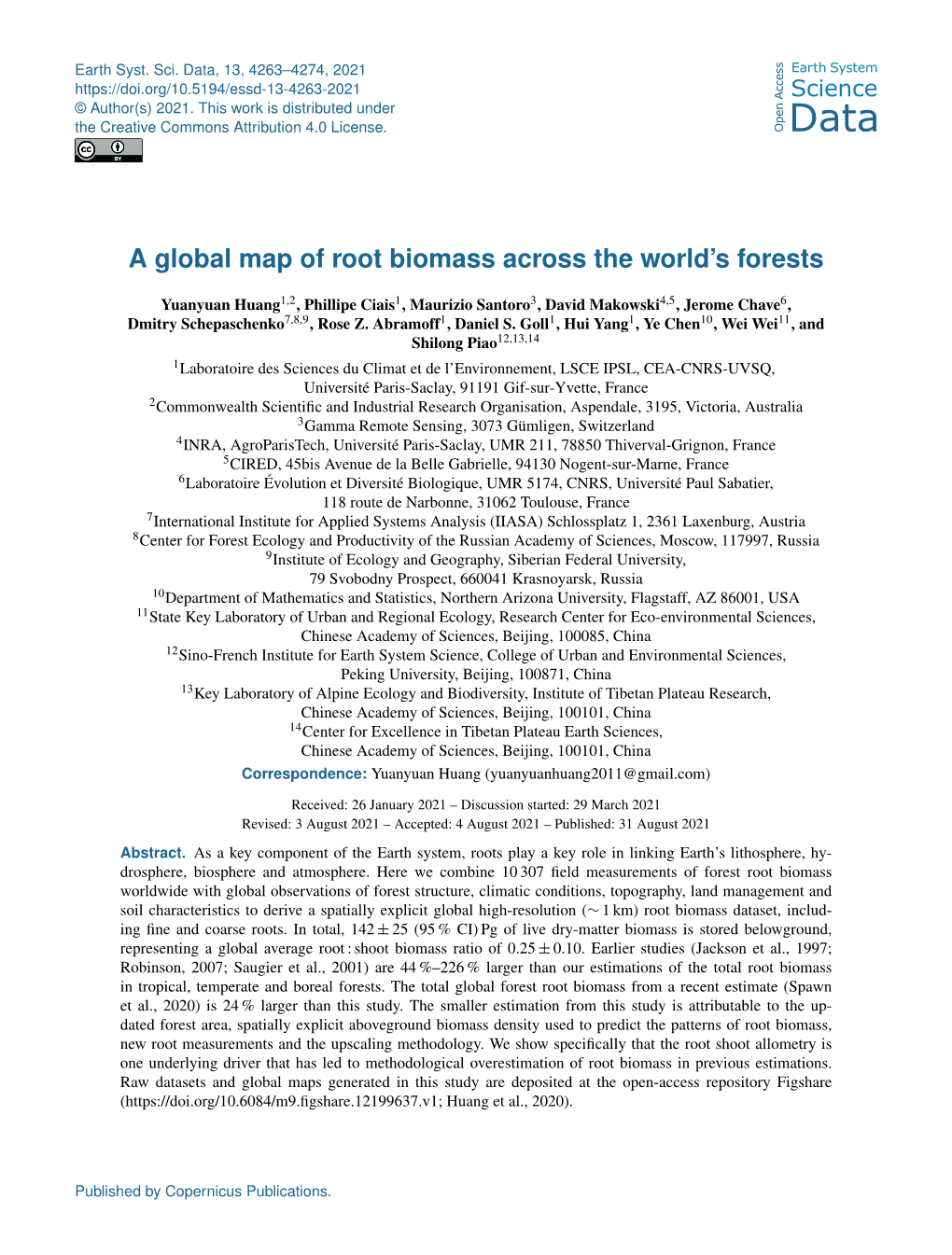 A Global Map of Root Biomass Across the World's Forests